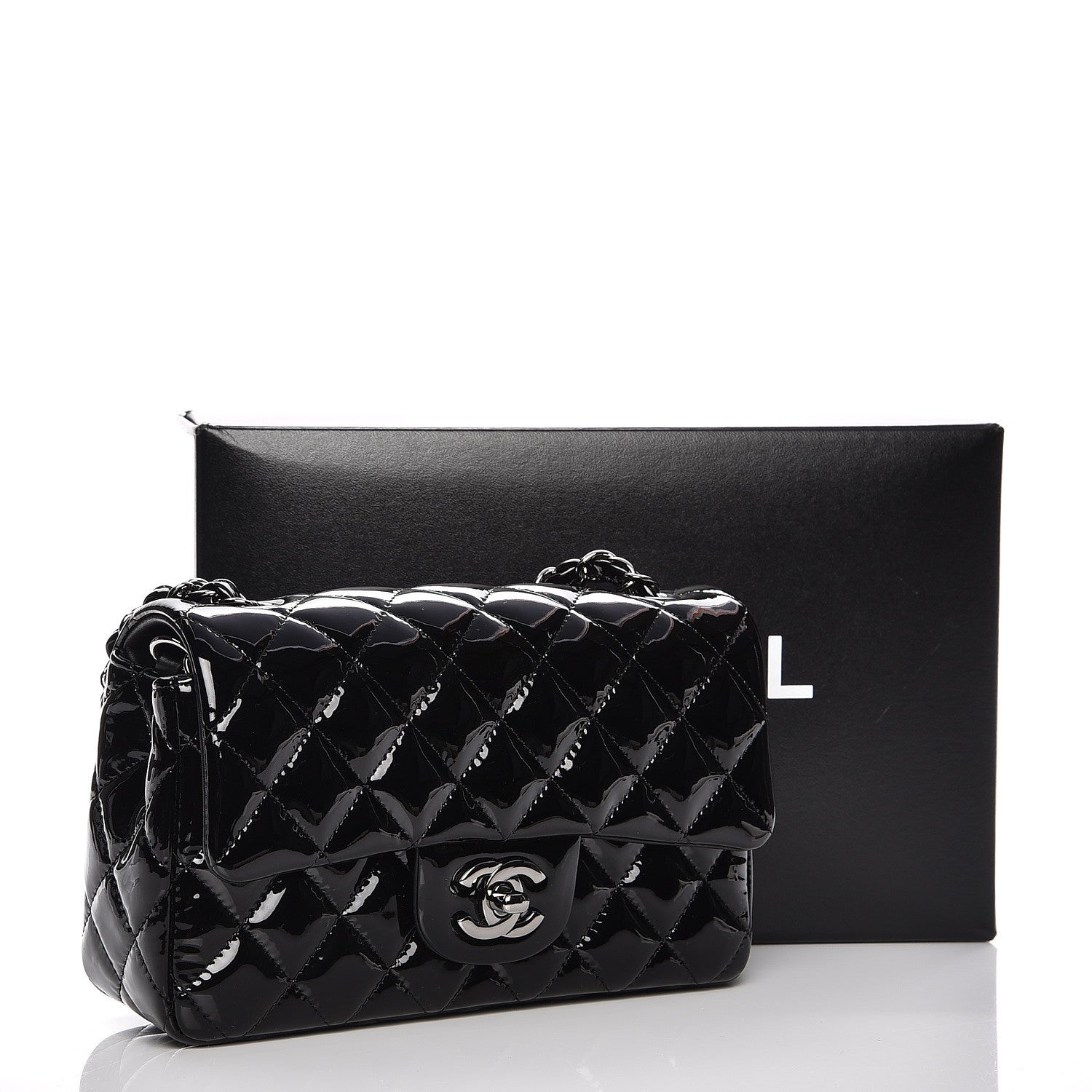Chanel Patent Calfskin Quilted Mini Rectangular Flap Black 9 of 9