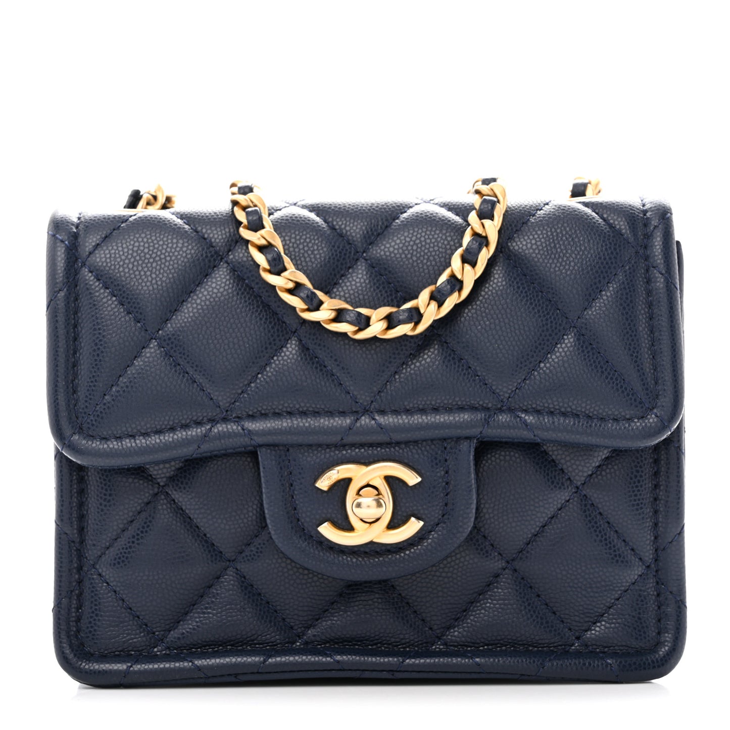 Caviar Quilted Mini Sweet Classic Flap Navy Blue