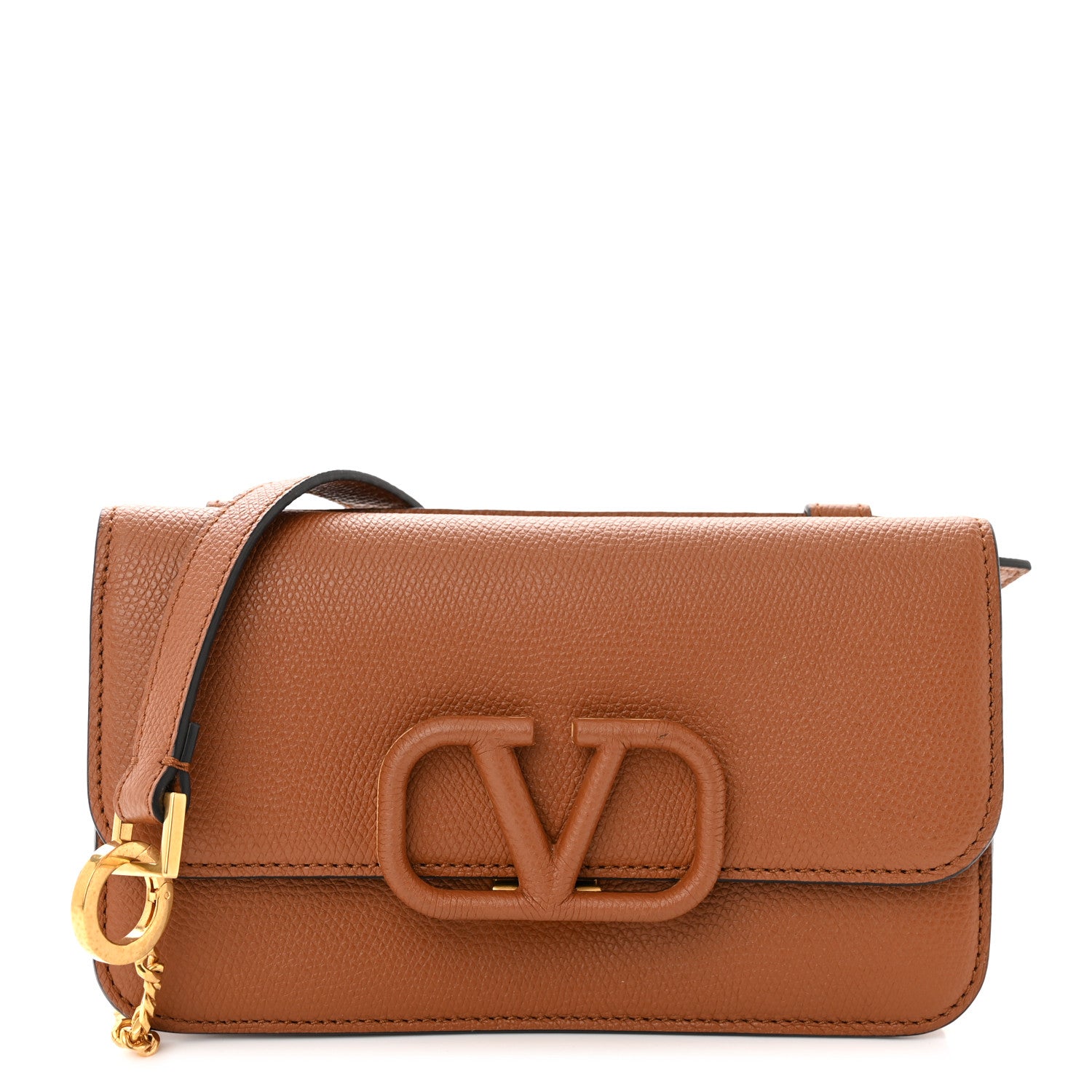 Valentino Garavani Grainy Calfskin VSling Belt Bag Saddle Brown 1 of 10