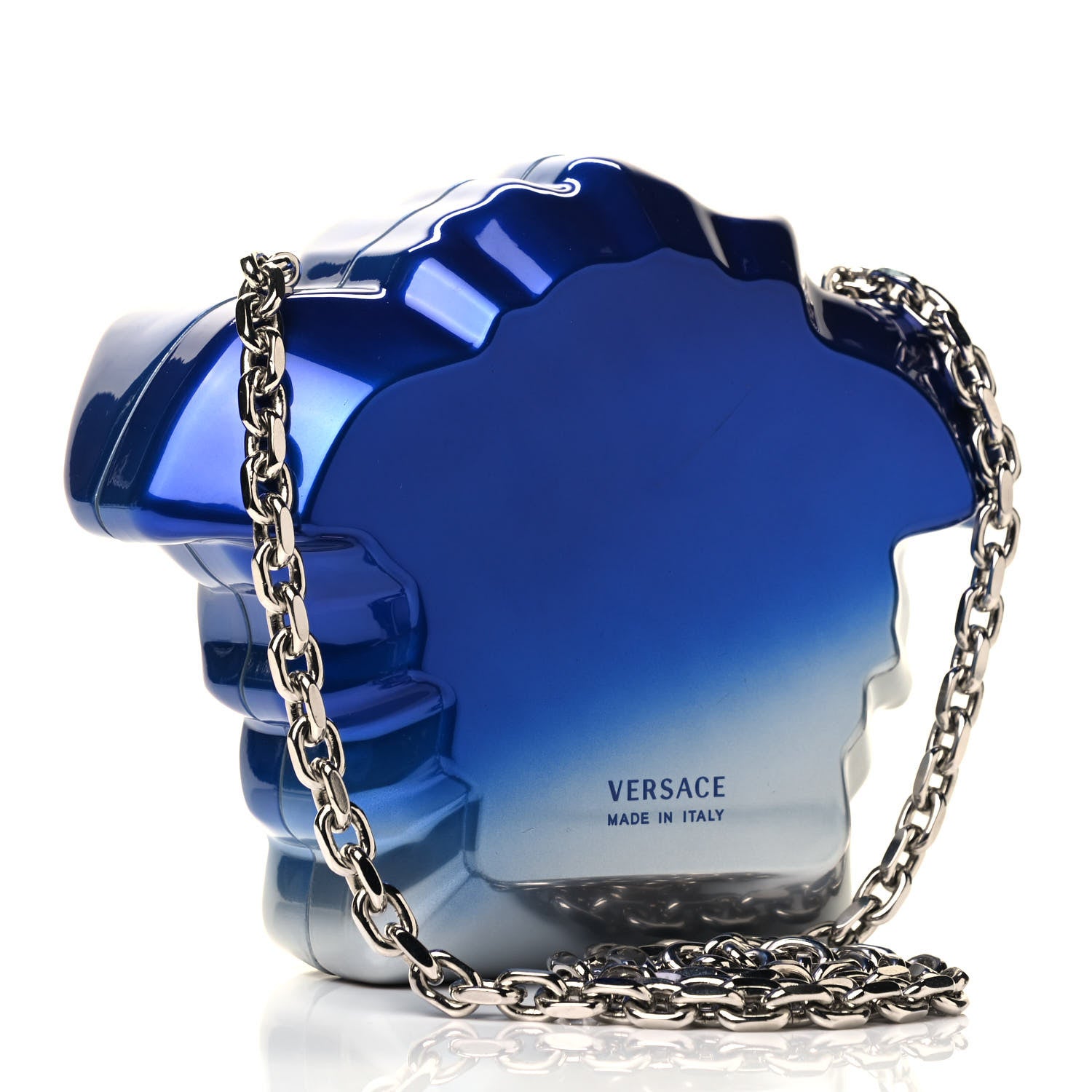 Versace Medusa Head Chain Clutch Blue Silver 2 of 4