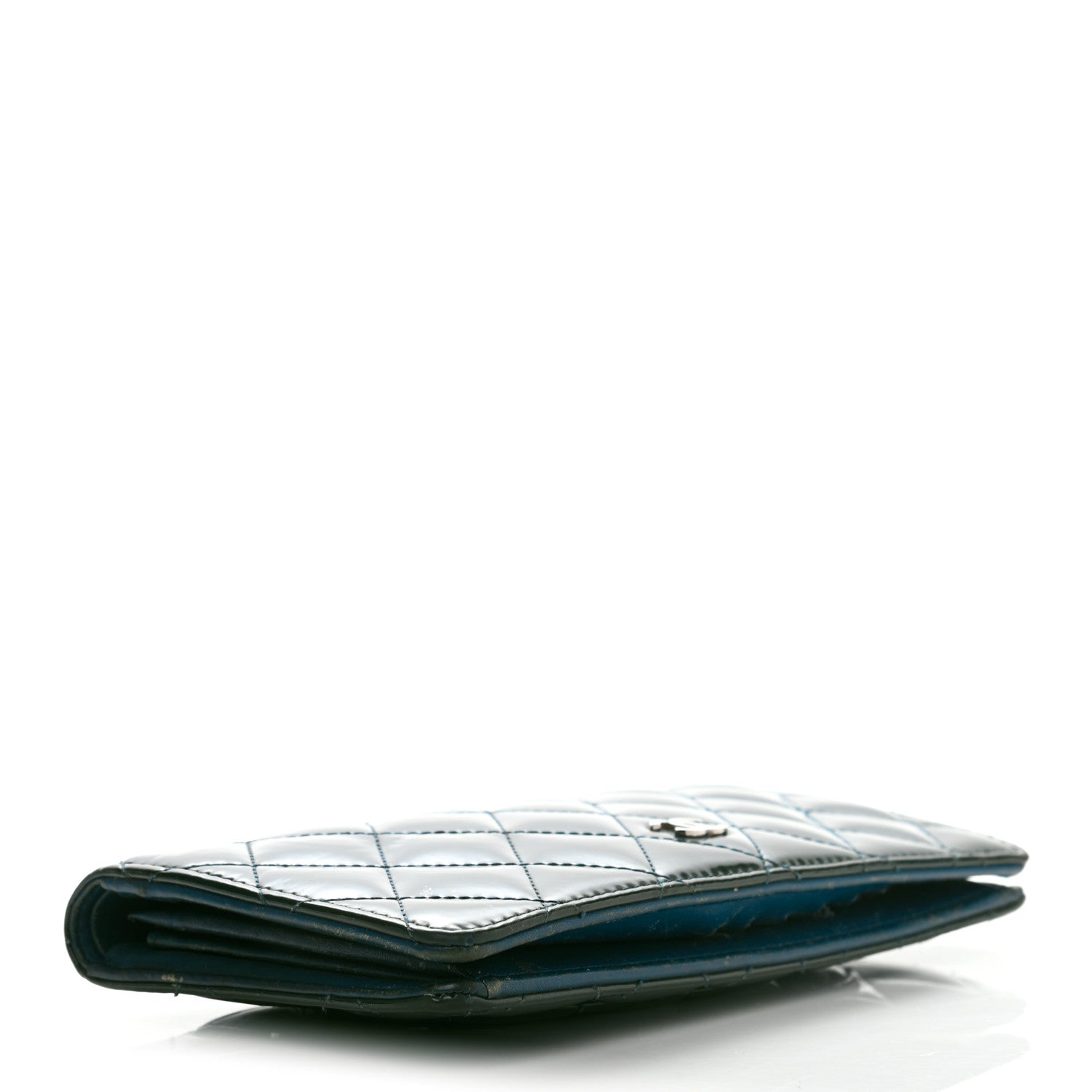 Chanel Patent Calfskin Quilted Yen Wallet Blue 4 of 15