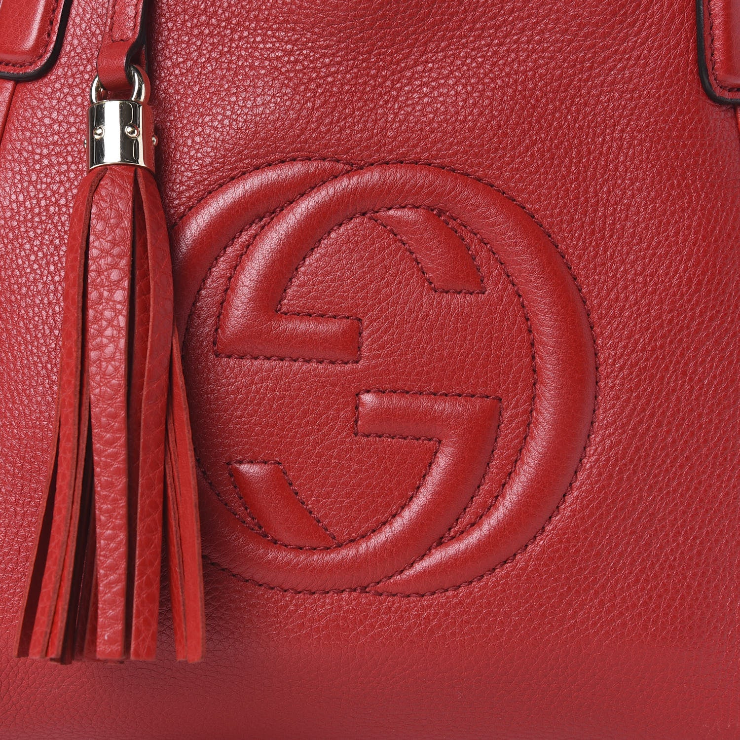 Gucci Pebbled Calfskin Small Soho Shoulder Bag Red 11 of 12