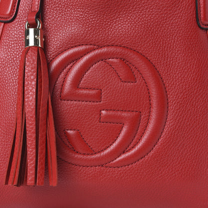 Gucci Pebbled Calfskin Small Soho Shoulder Bag Red 11 of 12