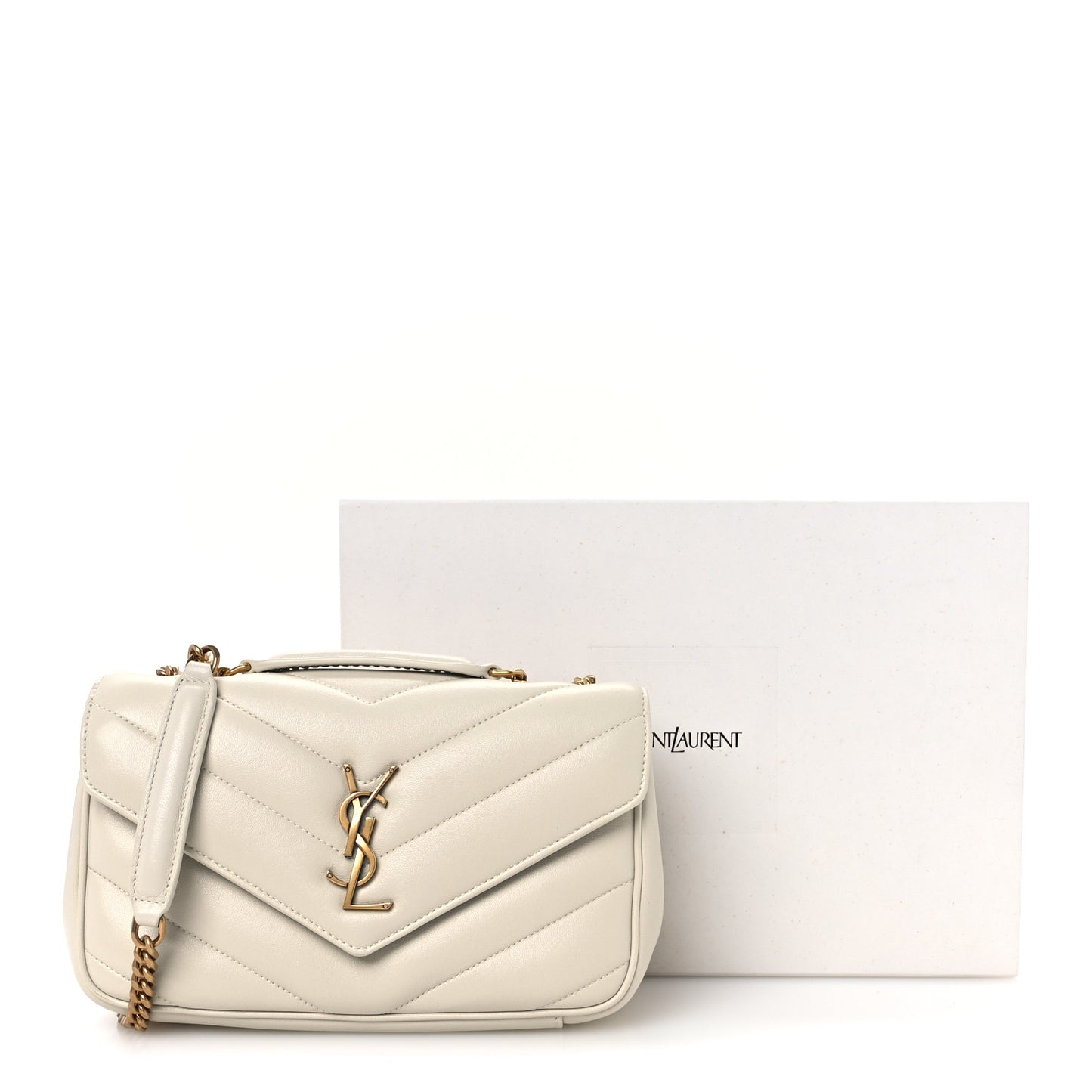 Lambskin Chevron Quilted Small Loulou White