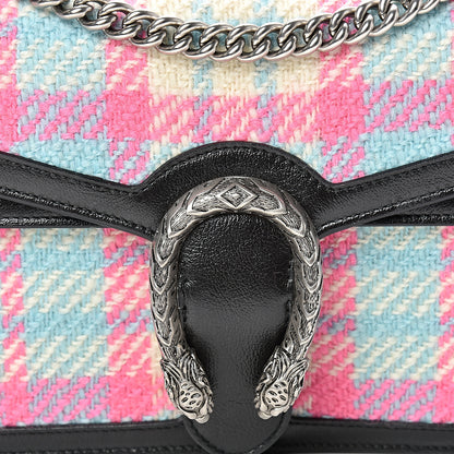 Gucci Tweed Azalea Calfskin Candy Madras Small Dionysus Shoulder Bag Blue Pink Black 8 of 14
