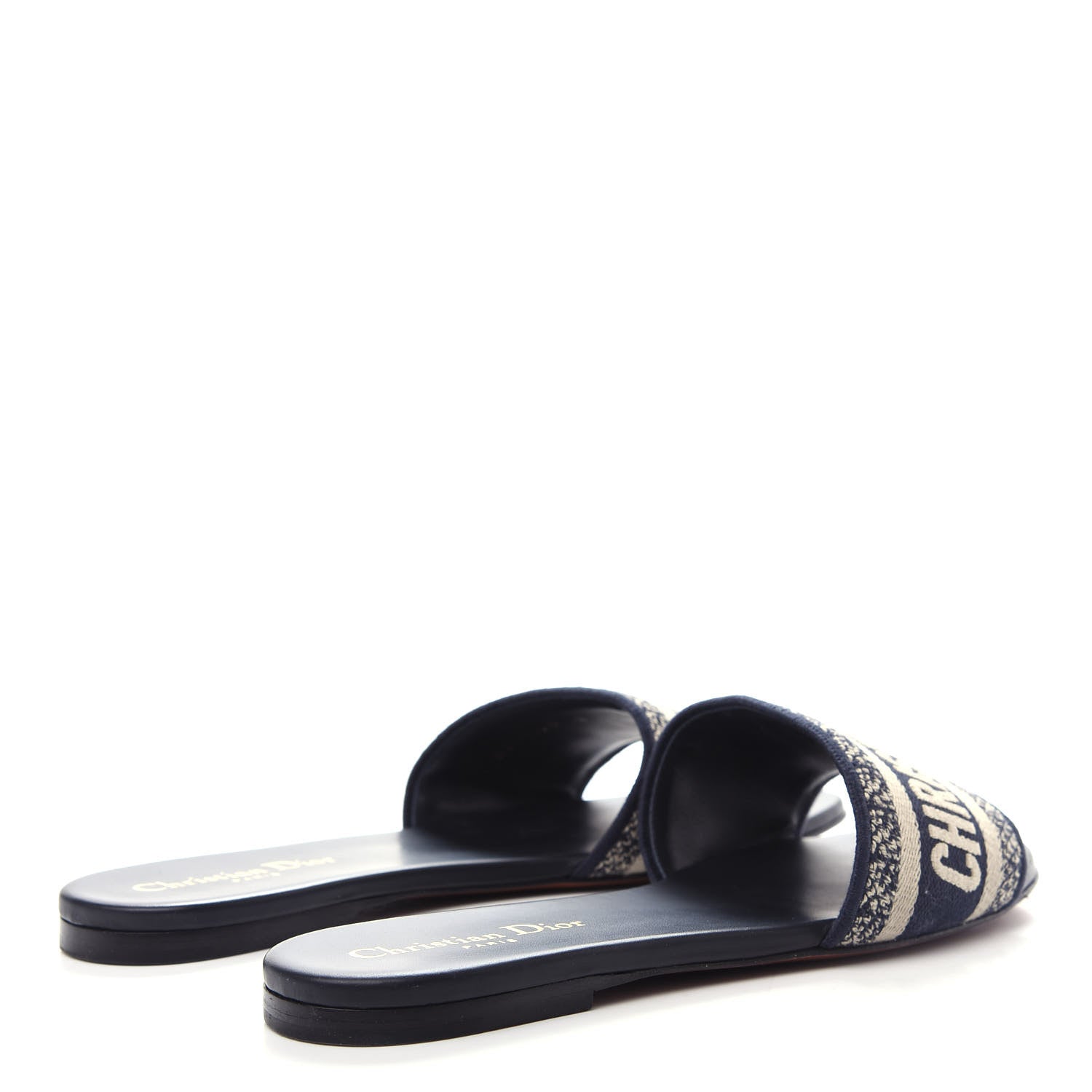 Christian Dior Canvas Embroidered Dway Mules Slide Sandals 38 Deep Blue 4 of 10