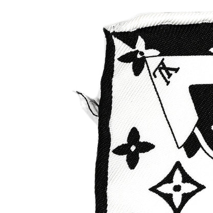 Louis Vuitton Silk Monogram Confidential Square Scarf Black White 6 of 6