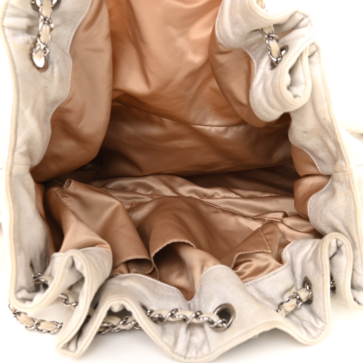 Chanel Metallic Jersey Quilted Melrose Cabas Light Beige 5 of 9