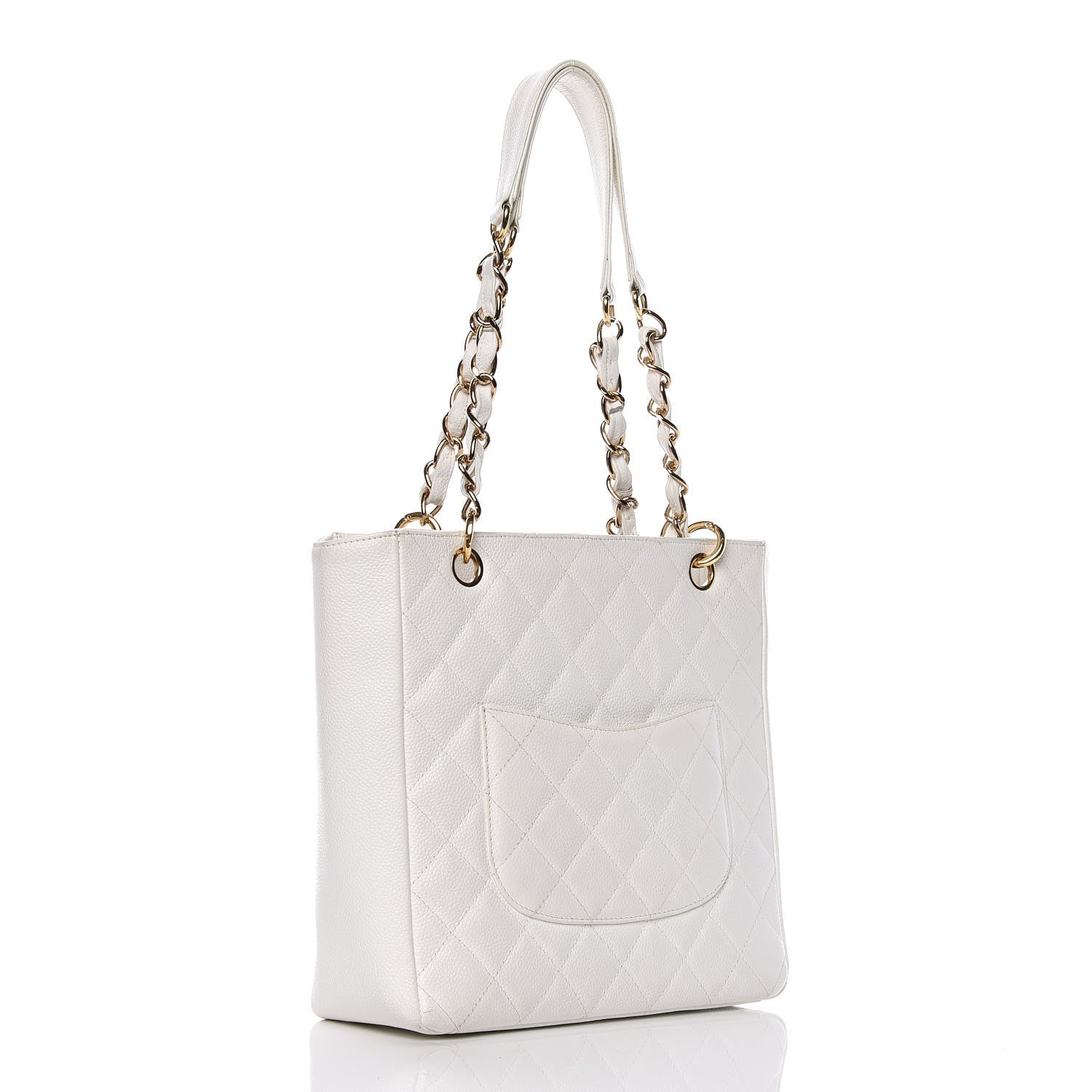 Chanel Caviar Quilted Petit Shopping Tote PST White 3 of 19