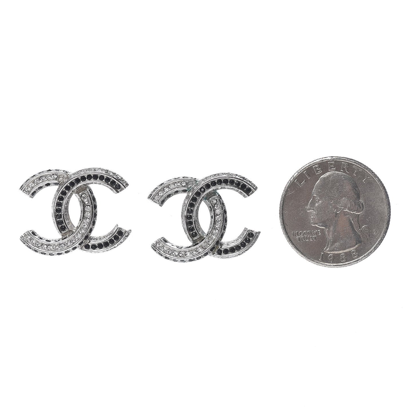 Crystal CC Earrings Silver Black