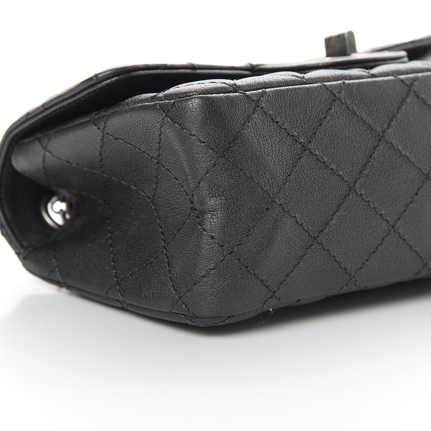 Metallic Sheepskin Quilted 2.55 Reissue Mini Flap Dark Silver