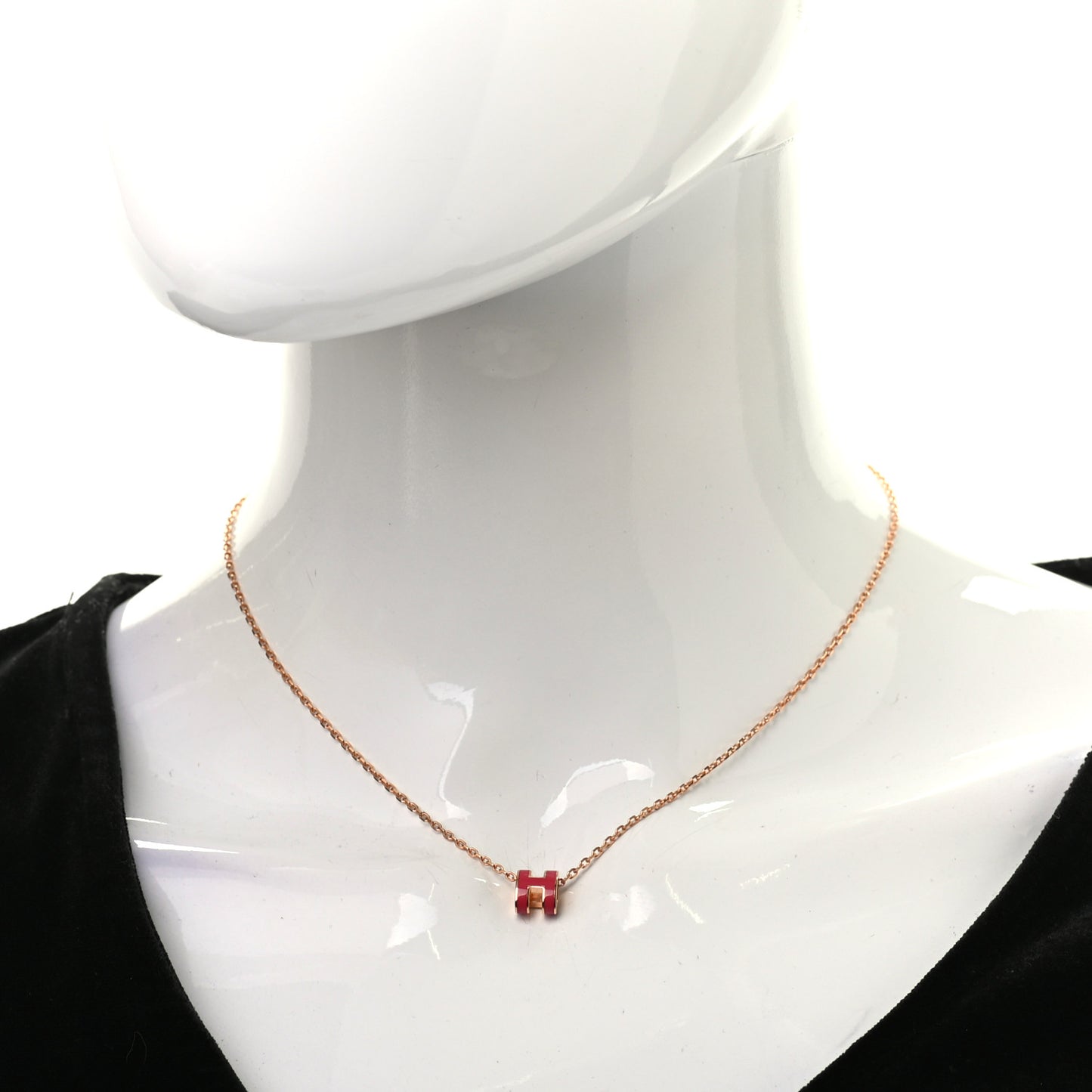 Lacquered Rose Gold Mini Pop H Pendant Necklace Rose Extreme