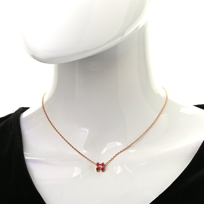Hermes Lacquered Rose Gold Mini Pop H Pendant Necklace Rose Extreme 2 of 6