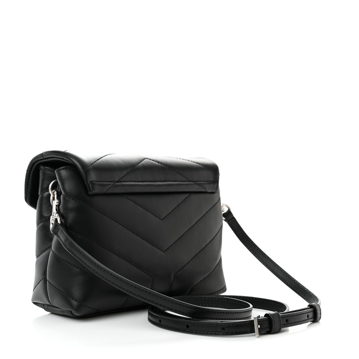 Calfskin Y Quilted Monogram Toy Loulou Crossbody Bag Black