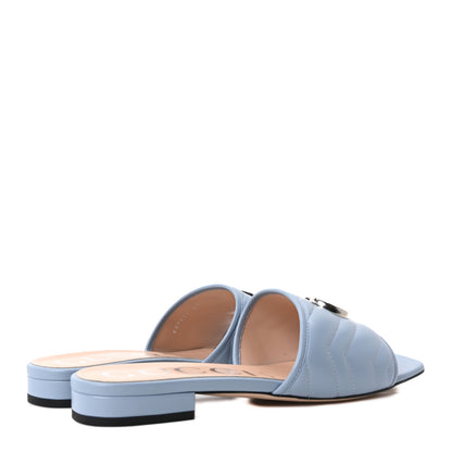 Gucci Nappa Matelasse GG Marmont Flat Slide Sandals 40.5 Porcelain Light Blue 5 of 10