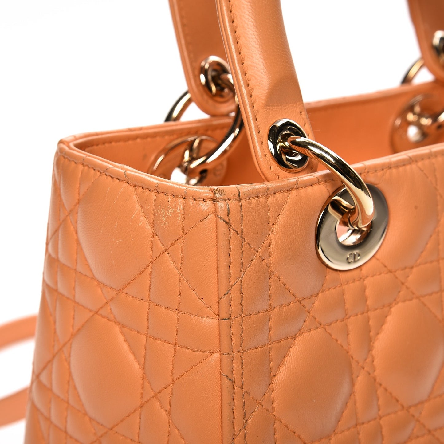 Lambskin Cannage Medium Lady Dior Orange