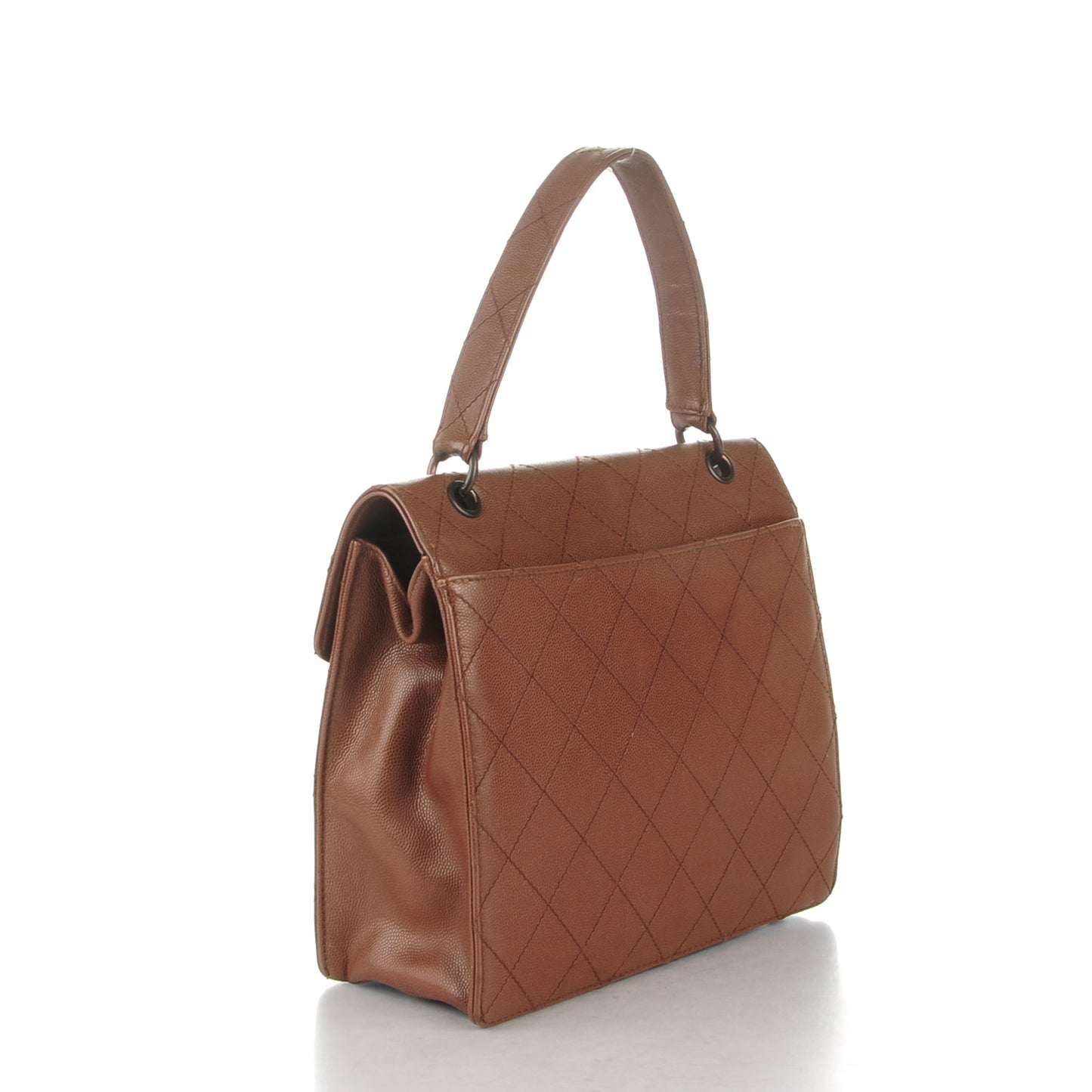 Caviar Flap Top Handle Bag Brown