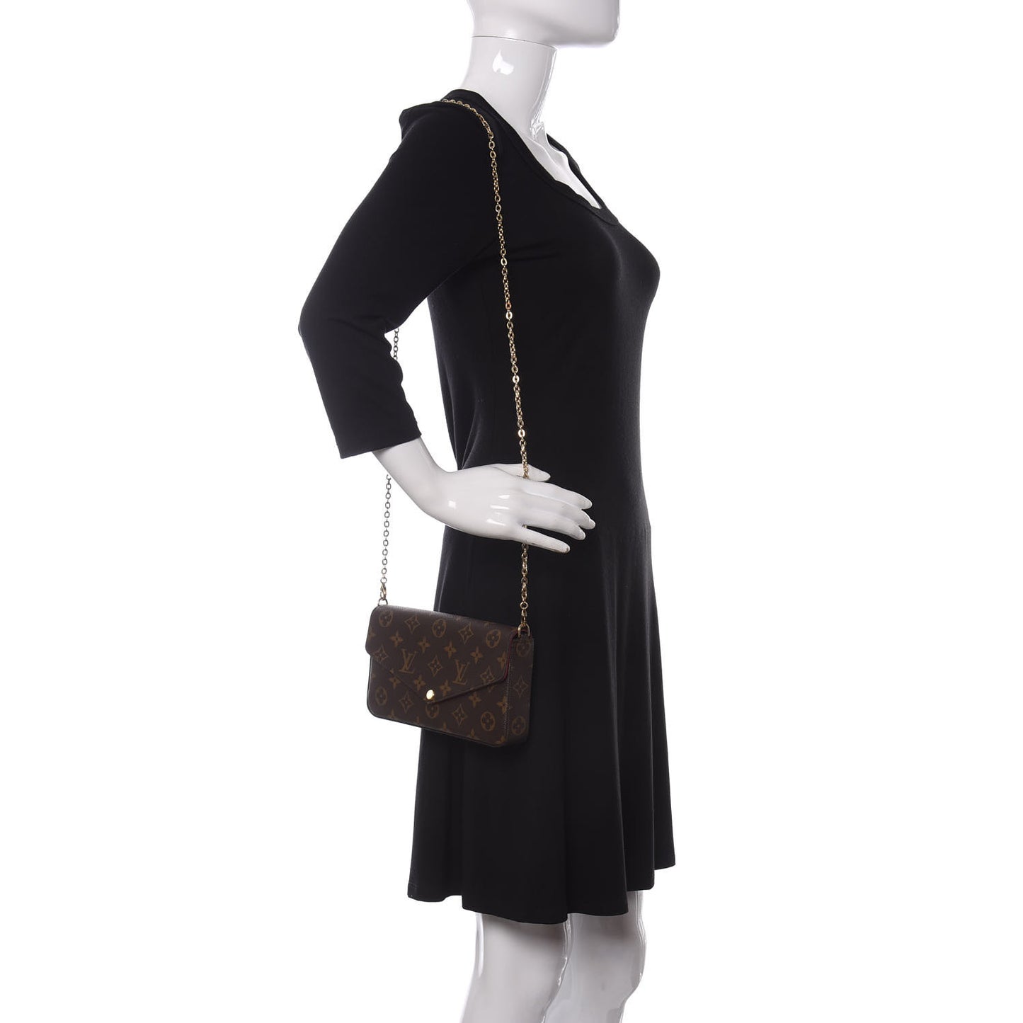 Monogram Pochette Felicie Chain Wallet Fuchsia