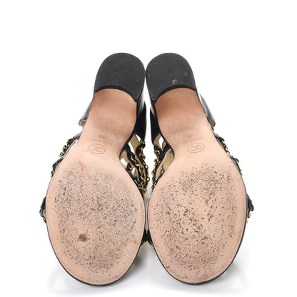 Chanel Lambskin CC Chain Sandals 35 Black 7 of 19