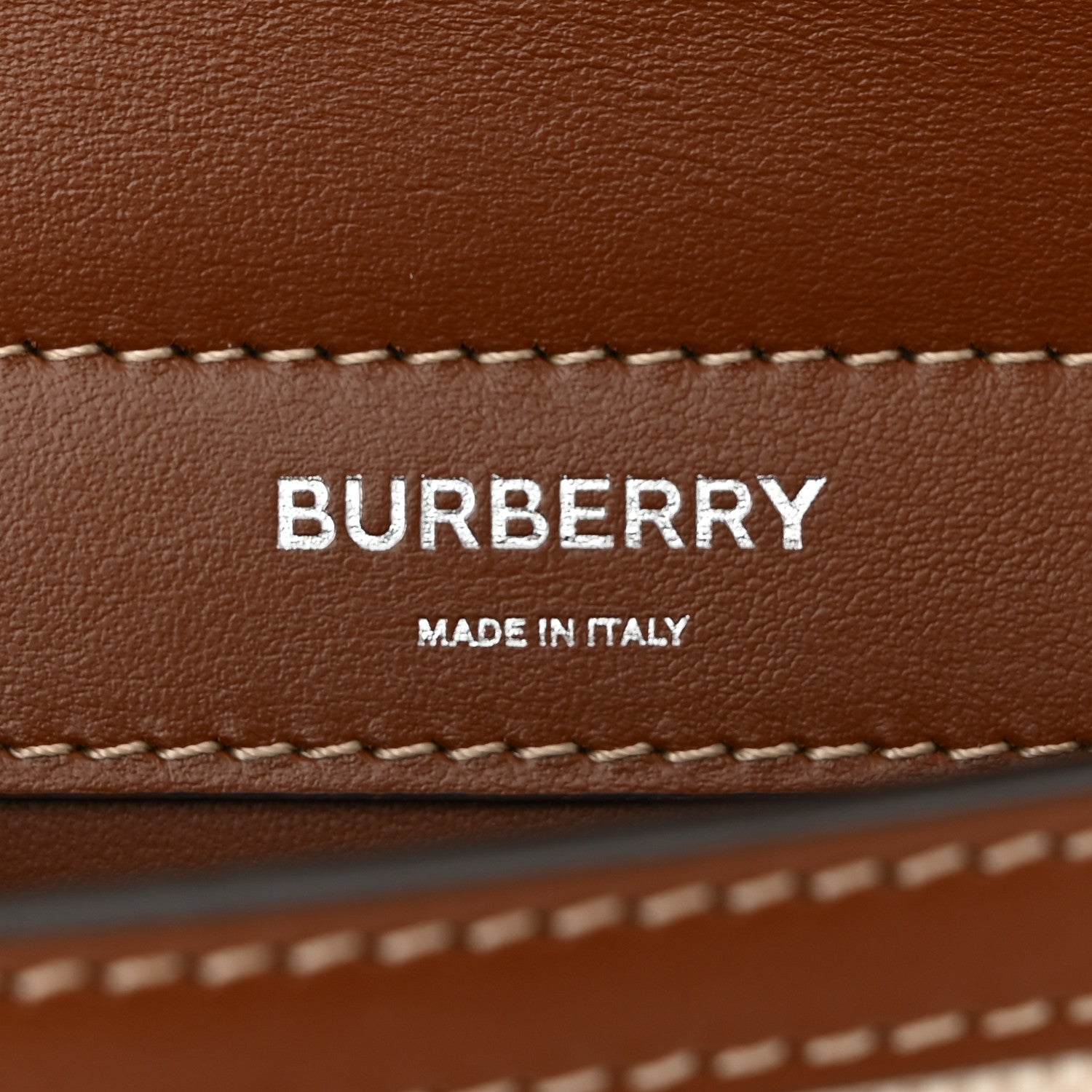 Burberry Smooth Calfskin Canvas Horseferry Print Mini Title Bag with Pocket Natural Malt Brown 6 of 9