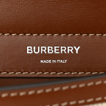 Burberry Smooth Calfskin Canvas Horseferry Print Mini Title Bag with Pocket Natural Malt Brown 6 of 9