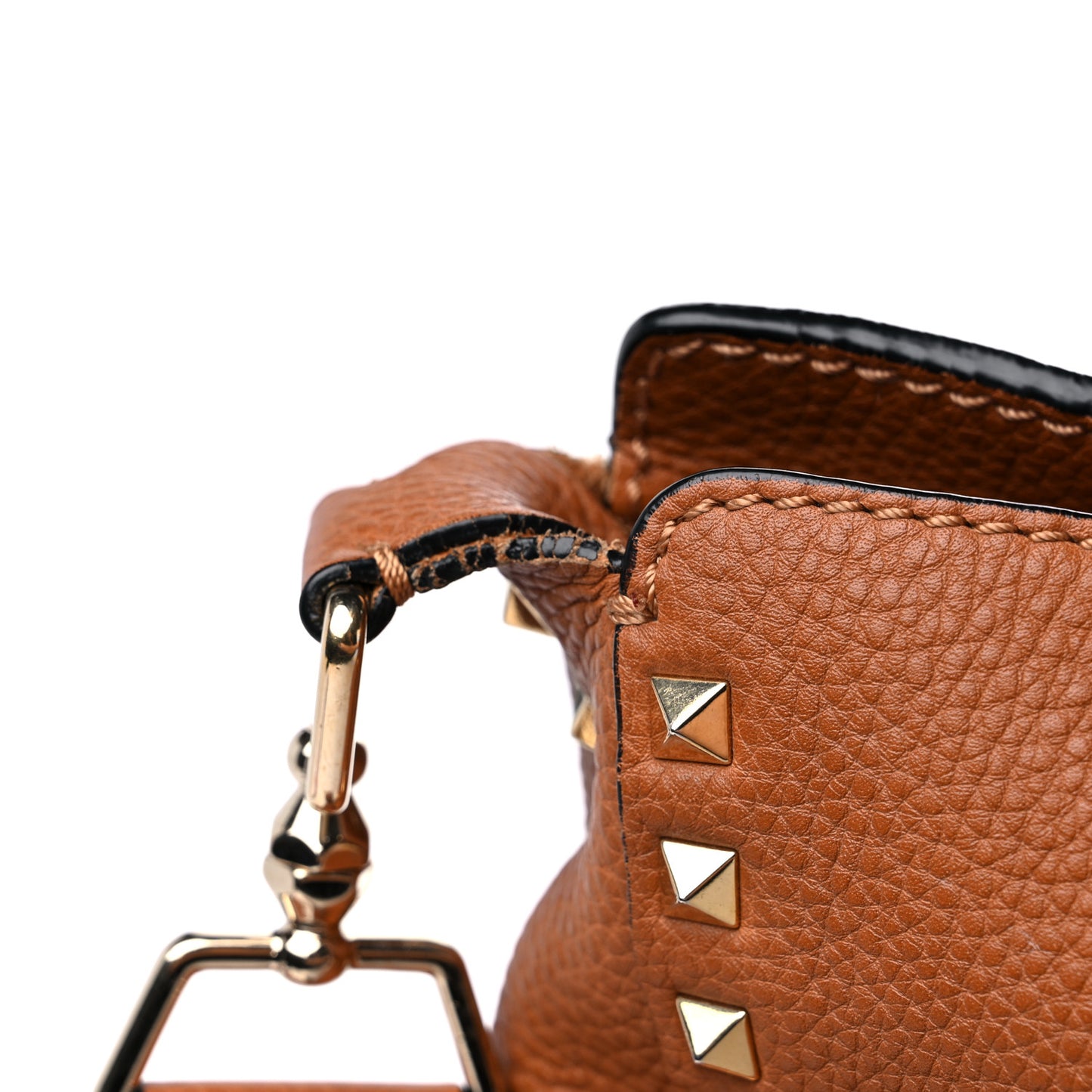 Pebbled Calfskin Small Rockstud Flip-Lock Messenger Bag Light Cuir