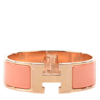 Hermes Enamel Wide Clic Clac H Bracelet GM Rose Saumon 1 of 5