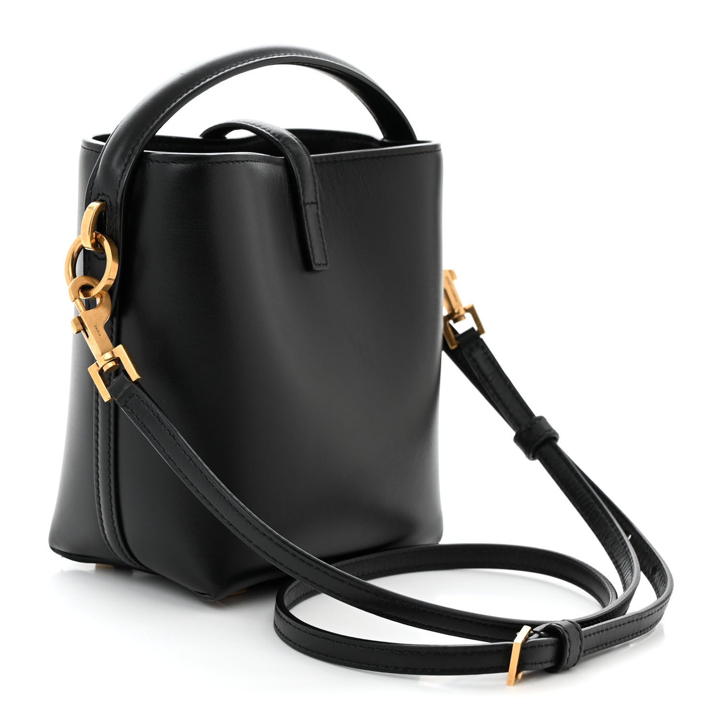 Shiny Calfskin Le 37 Mini Bucket Bag Black