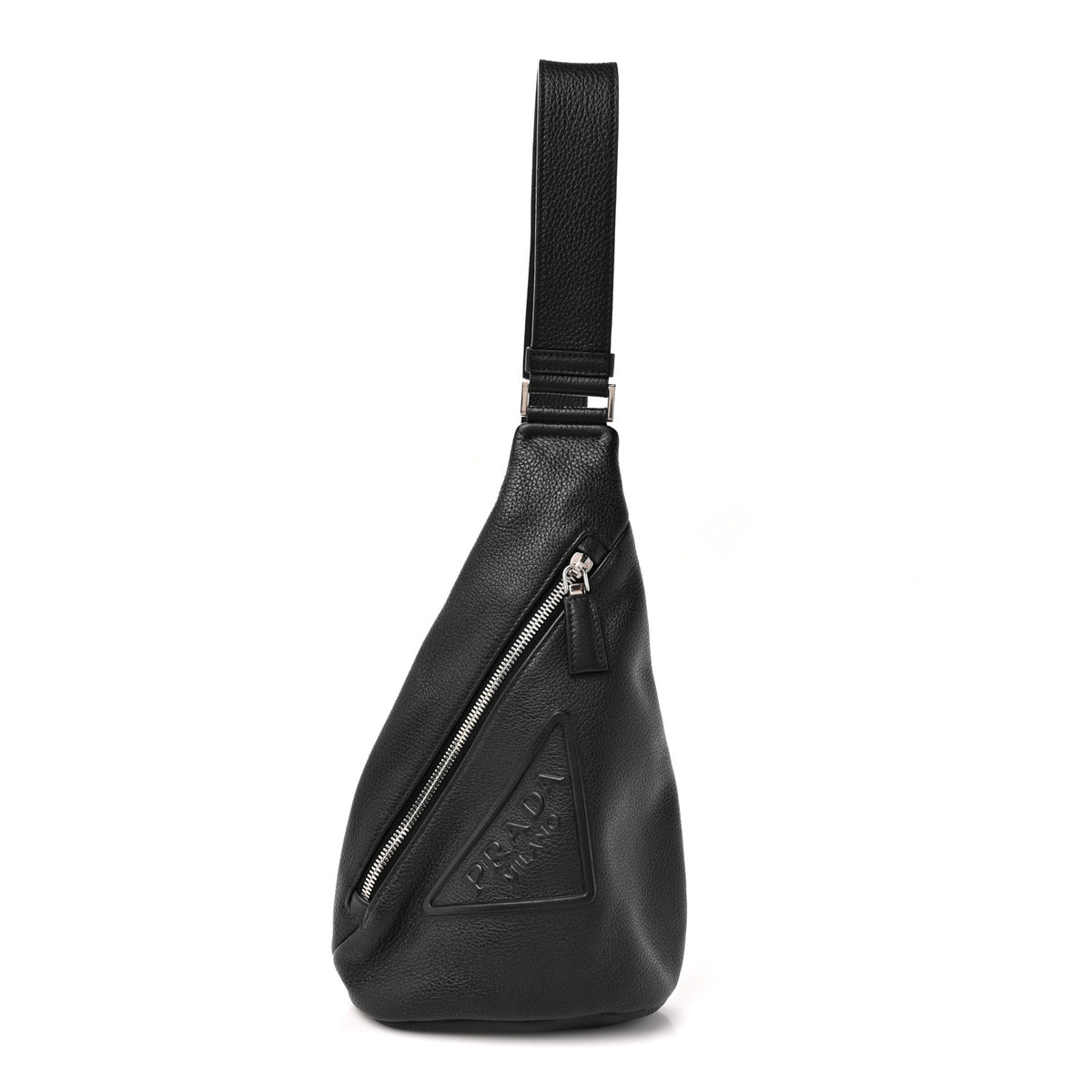 Vitello Daino Logo Embossed Cross Sling Backpack Black