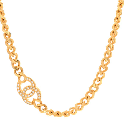 Chanel Crystal Chain Link CC Choker Necklace Gold 1 of 6