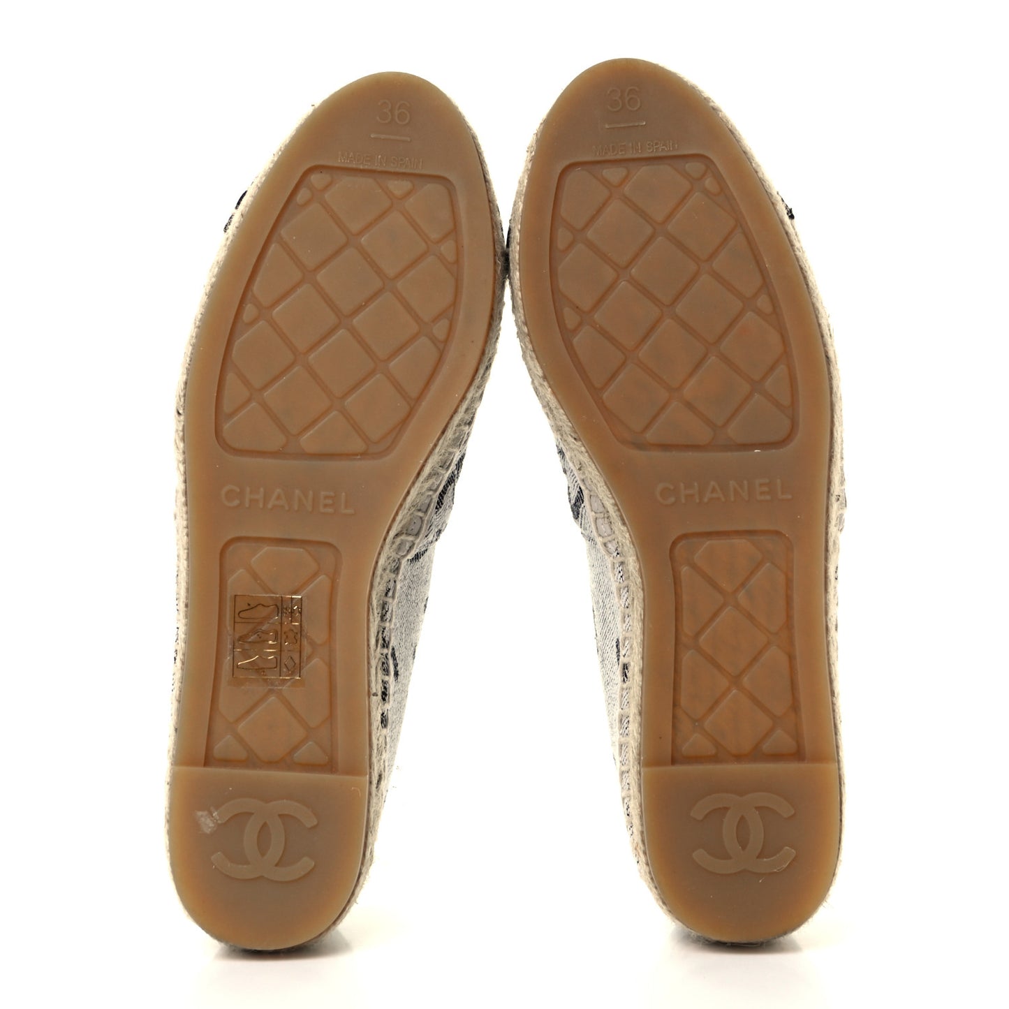 Cotton Jacquard Grosgrain CC Print Espadrilles 36 Grey Black