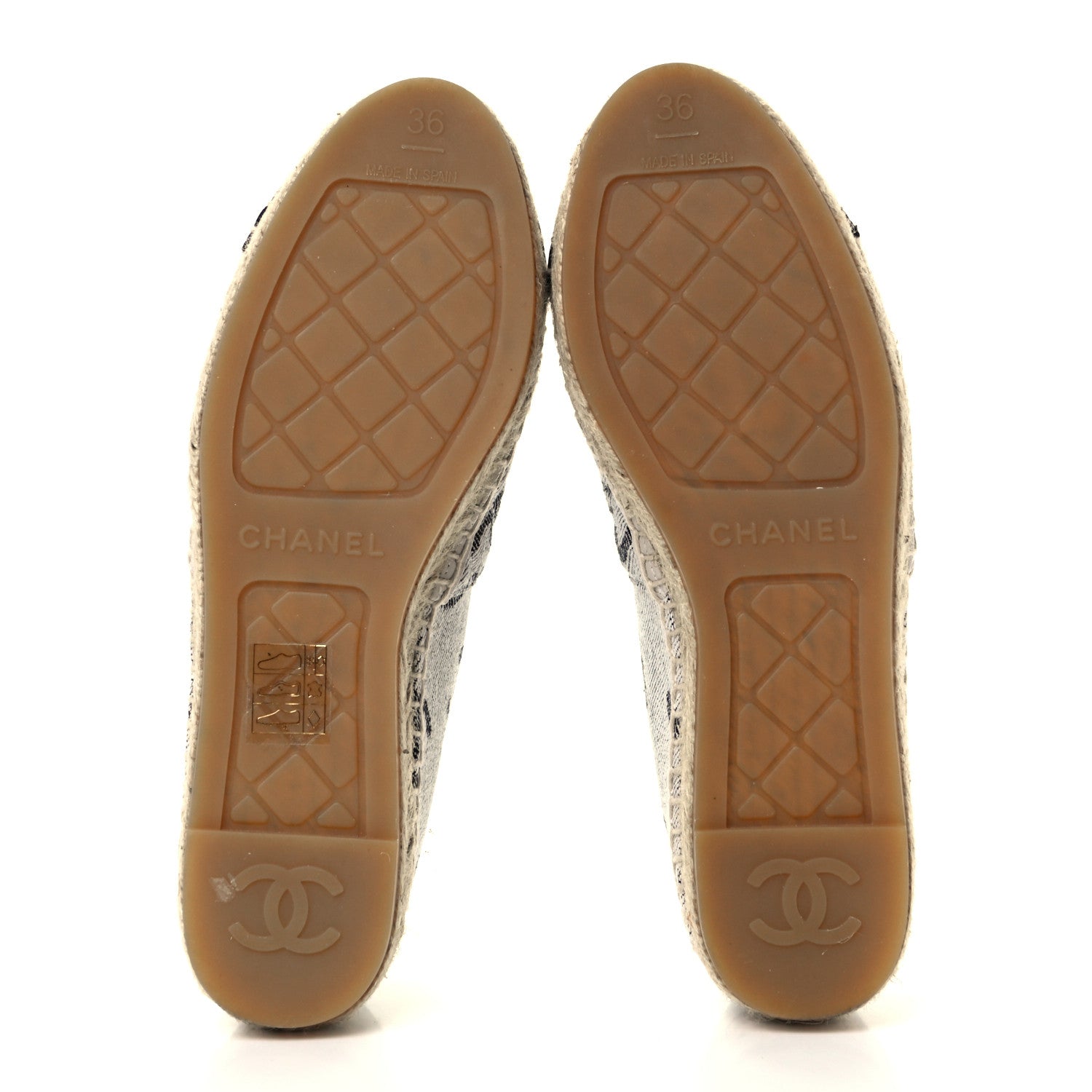 Chanel Cotton Jacquard Grosgrain CC Print Espadrilles 36 Grey Black 7 of 13