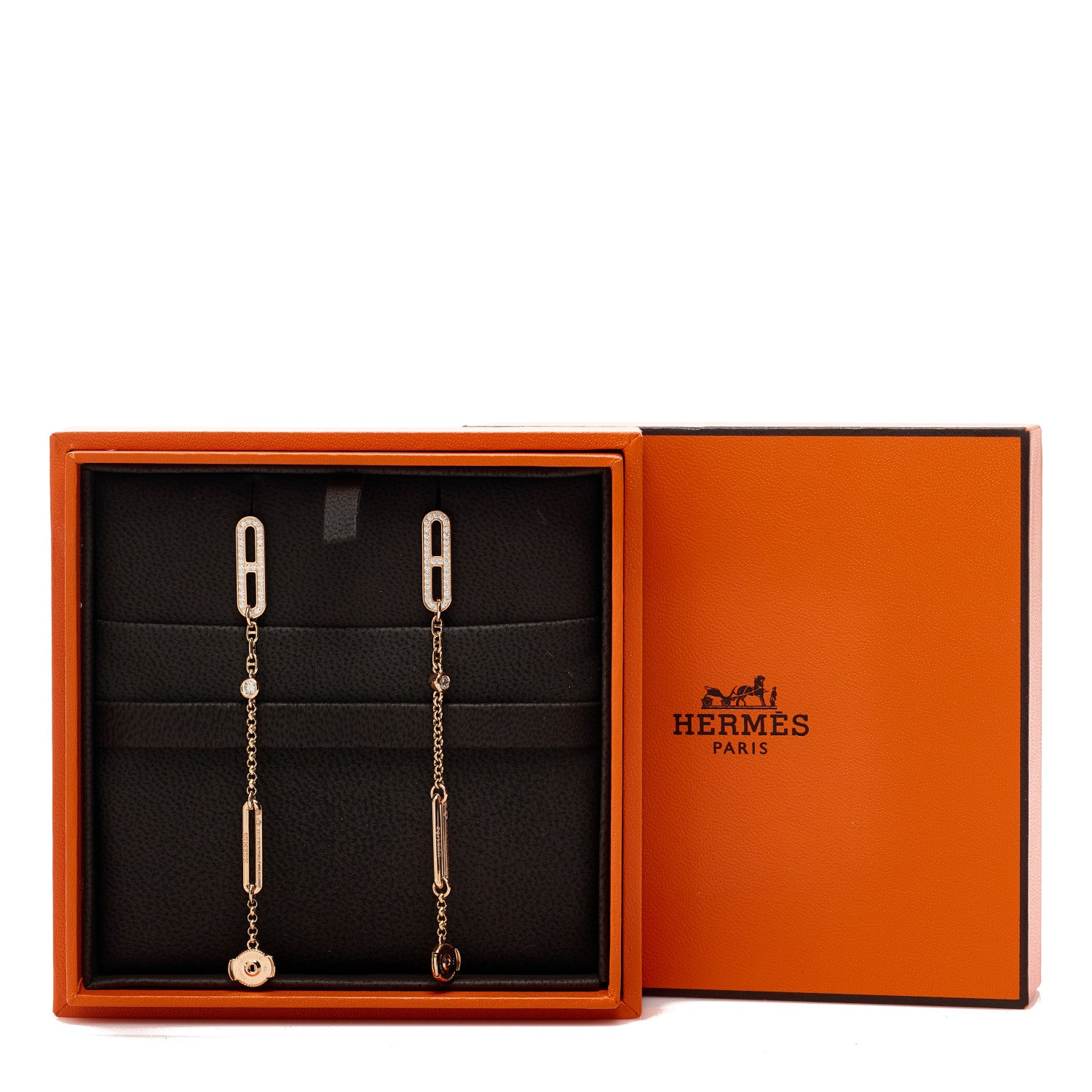 Hermes 18K Rose Gold Diamond Chaine D'Ancre Chaos Earrings 5 of 5