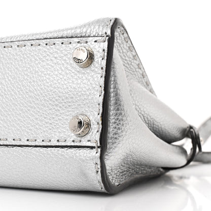 Fendi Cuoio Romano Lux Selleria Mini Peekaboo Iconic Satchel Argento 11 of 12