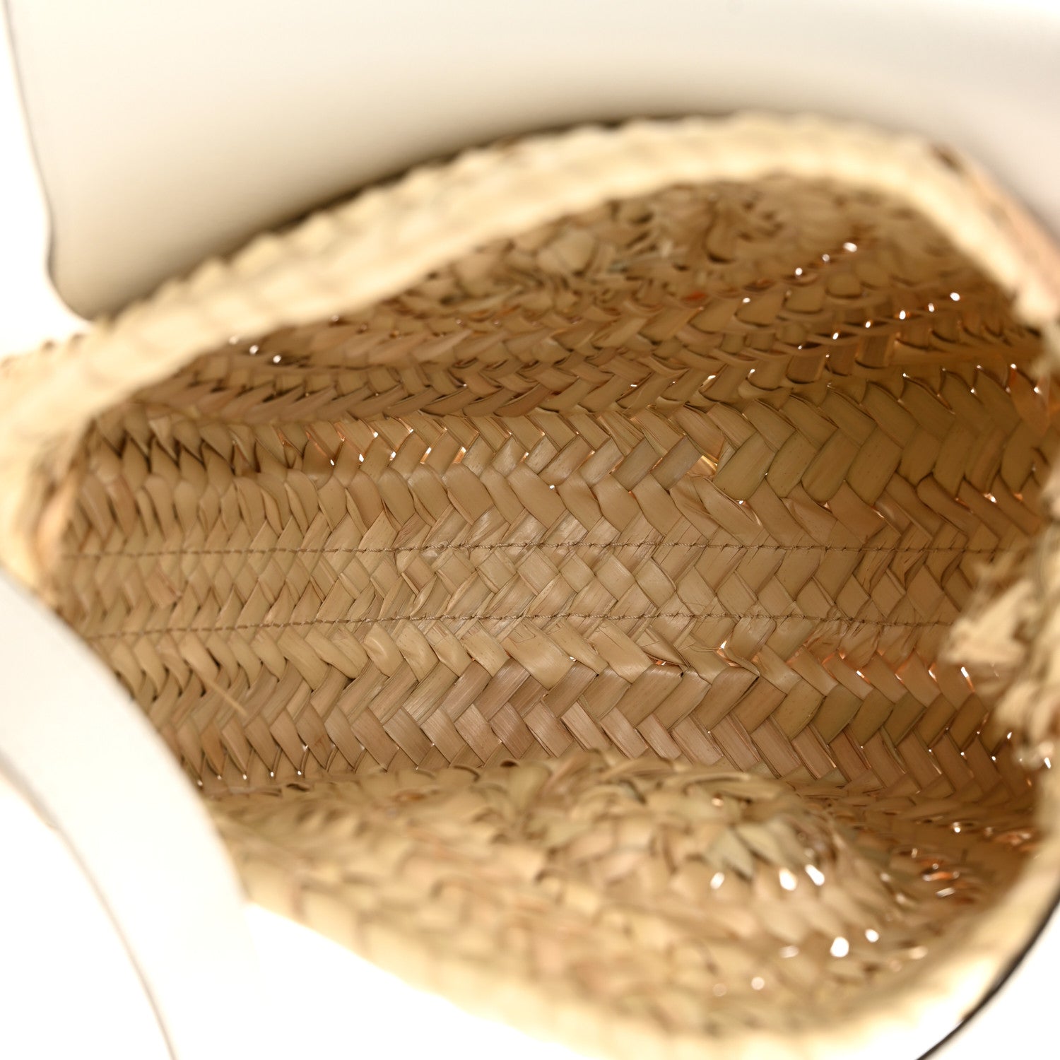 Chloe Raffia Small Grain Calfskin Small Marcie Basket Crossbody White 5 of 10