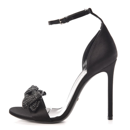 Gucci Satin Crystal Bow Sandals 35 Black 1 of 8