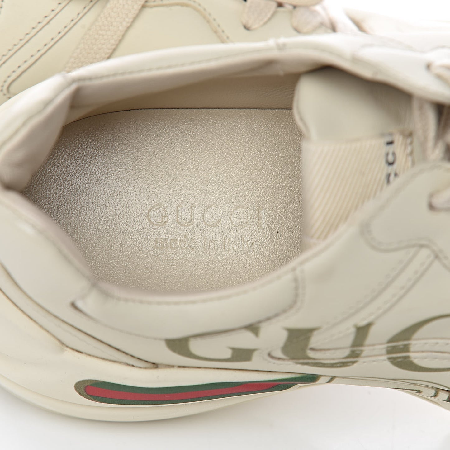 Calfskin Logo Womens Rhyton Sneakers 37.5 Ivory