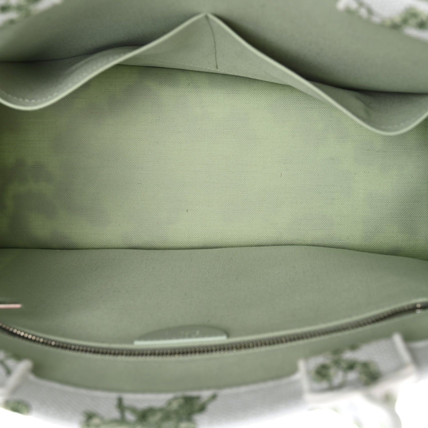 Christian Dior Cotton Toile De Jouy Clover Embroidered Dior Medaillon Medium Book Tote With Strap Verde Multicolor 5 of 12