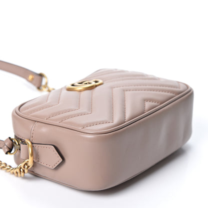 Gucci Calfskin Matelasse Mini GG Marmont Chain Shoulder Bag Porcelain Rose 3 of 9