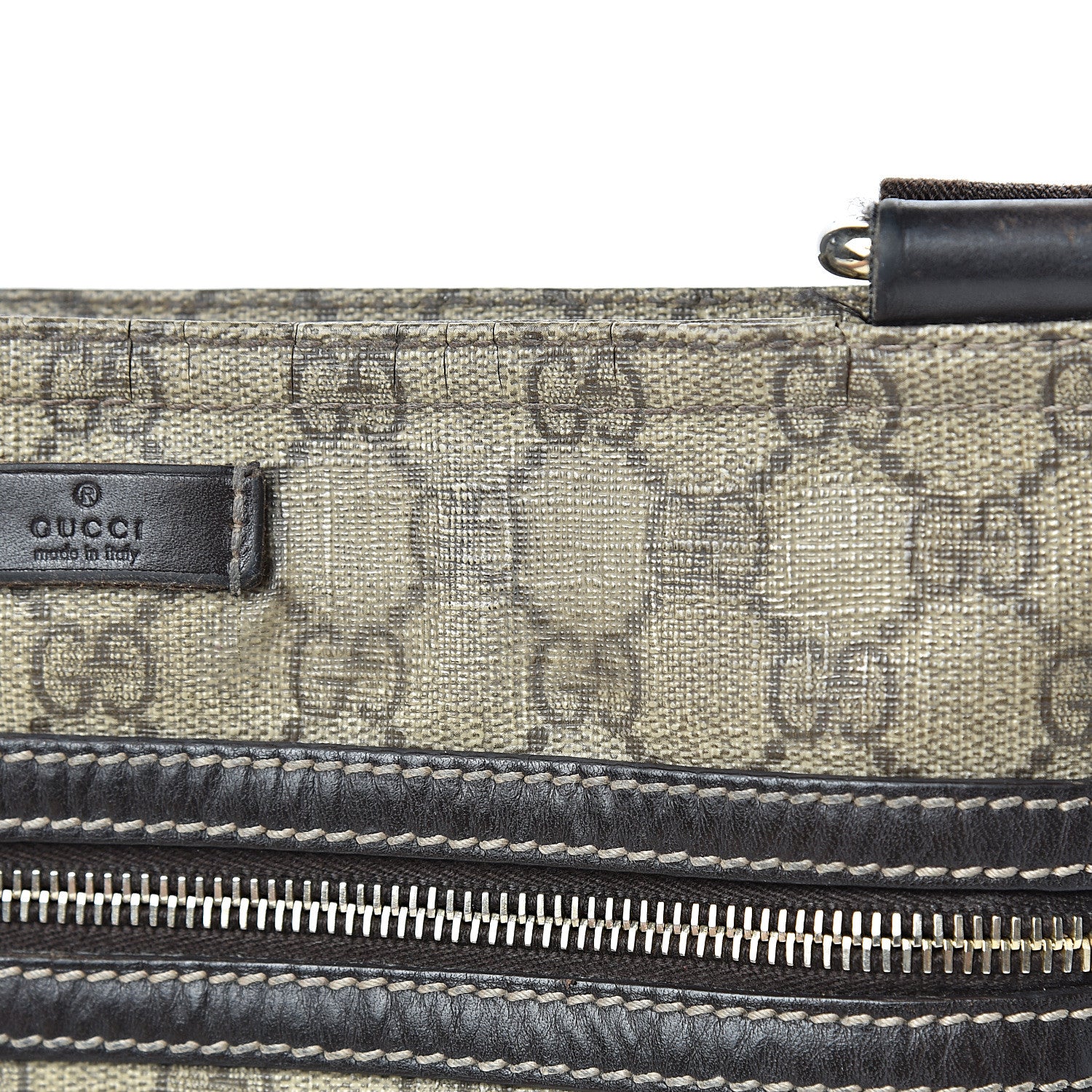 Gucci GG Supreme Monogram Selleria Calfskin Small Flat Side Zip Messenger Bag Beige Ebony Cocoa Dark Chocolate 17 of 23