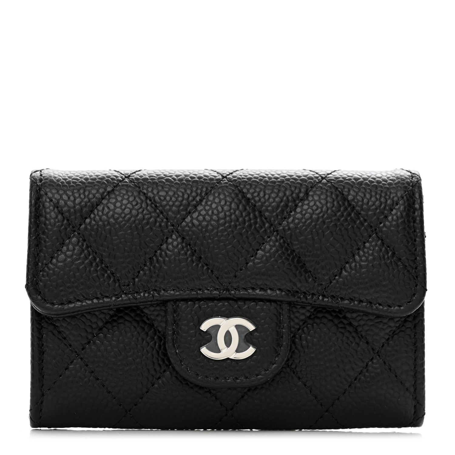 Chanel Caviar Quilted Flap Card Holder Wallet Black 1 of 9