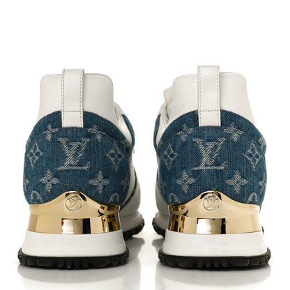 Louis Vuitton Calfskin Monogram Denim Run Away Sneakers 40 White 6 of 10