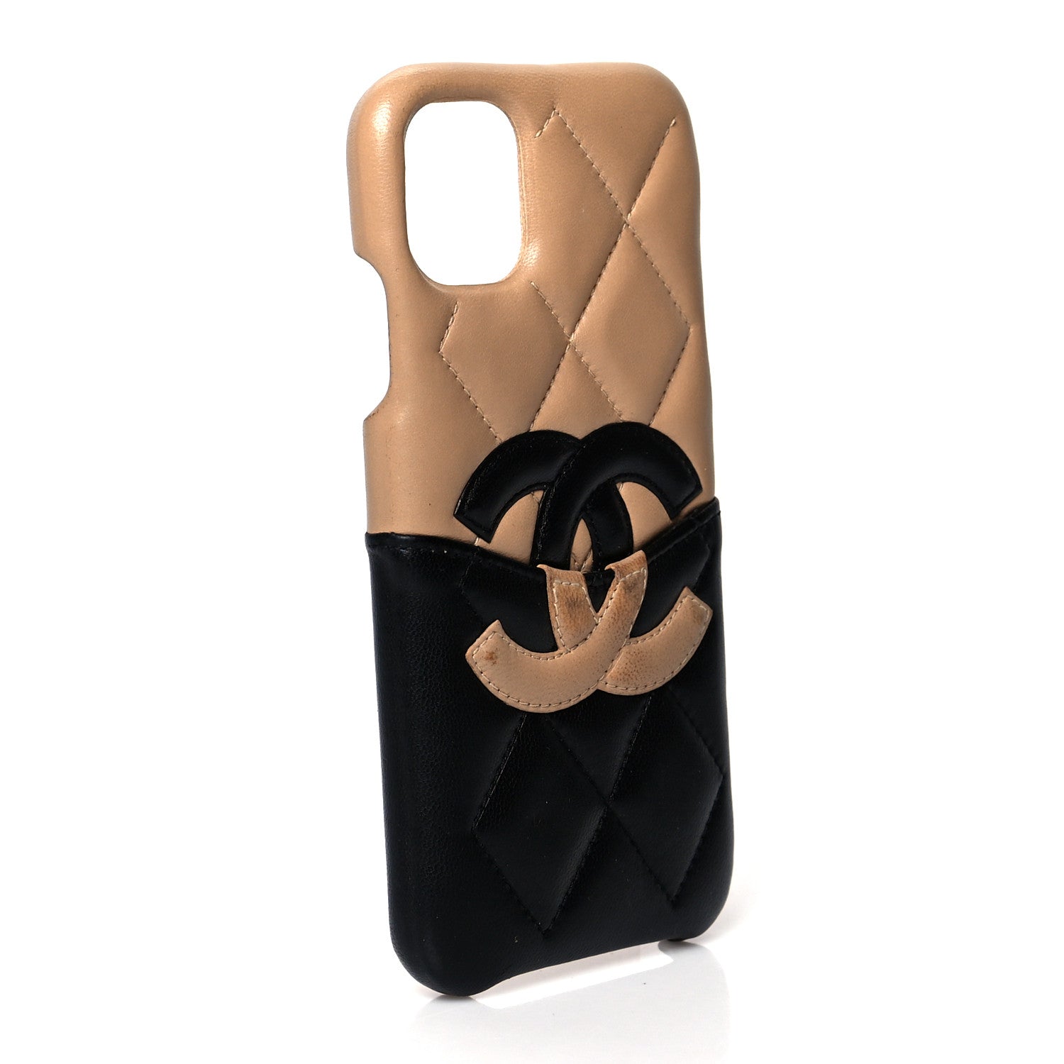 Chanel Lambskin Quilted CC iPhone XI Pro Case Beige Black 2 of 9