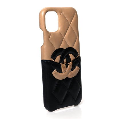 Chanel Lambskin Quilted CC iPhone XI Pro Case Beige Black 2 of 9