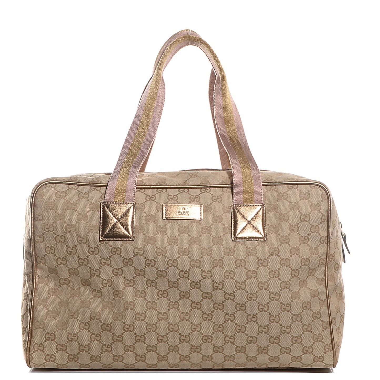 GG Monogram Web Medium Collapsible Carry On Duffle Beige Gold
