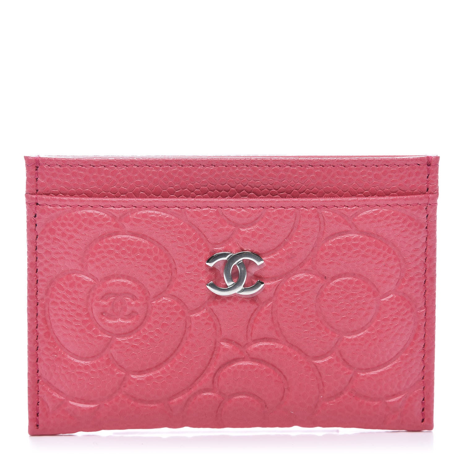 Chanel Caviar Camellia Embossed Card Holder Pink 1 of 11