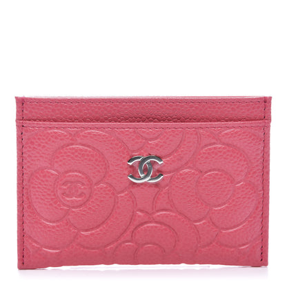 Chanel Caviar Camellia Embossed Card Holder Pink 1 of 11