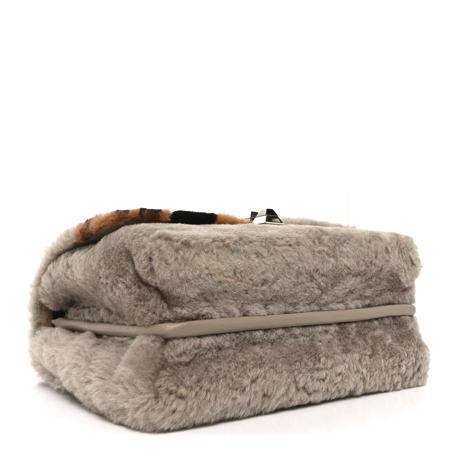 Fendi Shearling Calfskin Macro FF 1974 Diagonal Mania Kan I Shoulder Bag Multicolor 4 of 10