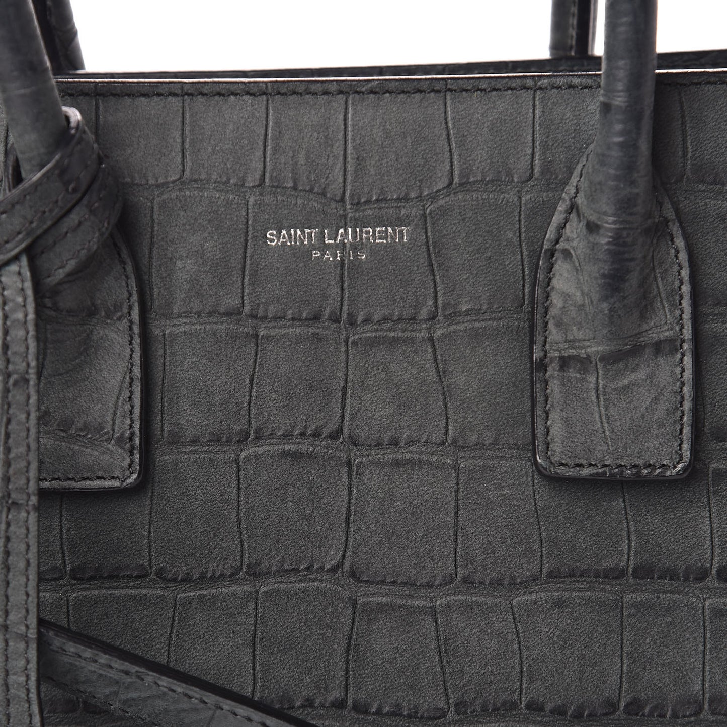 Calfskin Crocodile Embossed Baby Sac De Jour Dusty Black