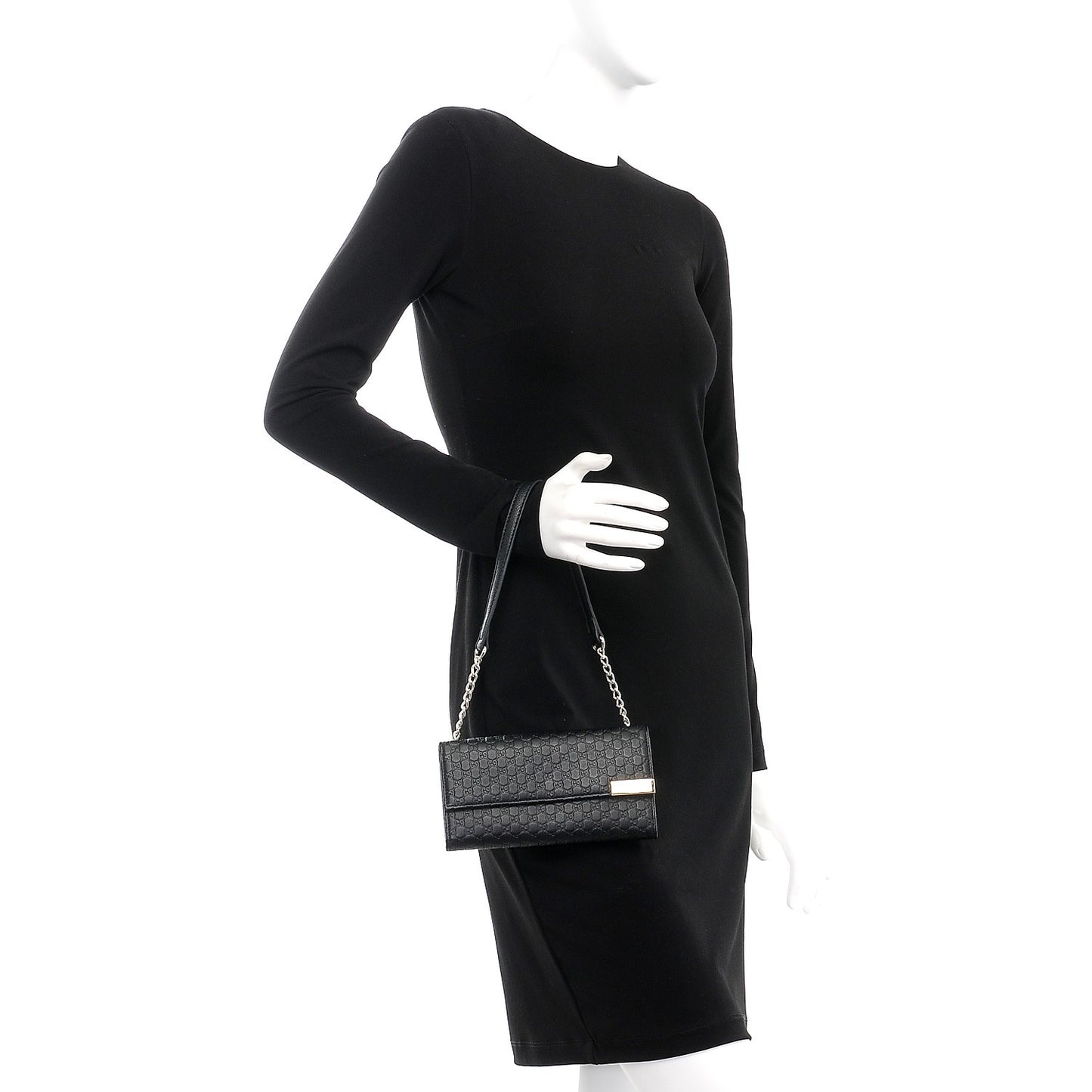 Microguccissima Dice Continental Chain Wallet Black